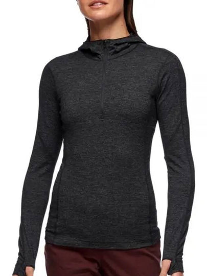 BLACK DIAMOND Solution 150 Merino Quarter Zip Hoodie WOMENS NAWAP760023 - BLACKBROWN - BALAAN 1