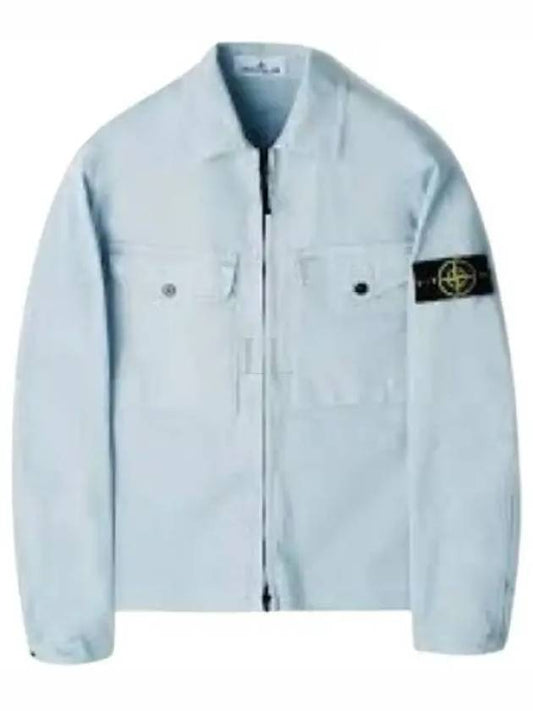 Garment Dyed Overshirt Zip Up Jacket Blue - STONE ISLAND - BALAAN 2