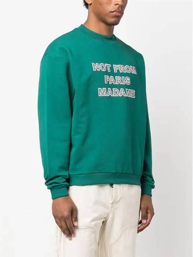 Slogan Crew Neck Sweatshirt Forest Green - DROLE DE MONSIEUR - BALAAN 4