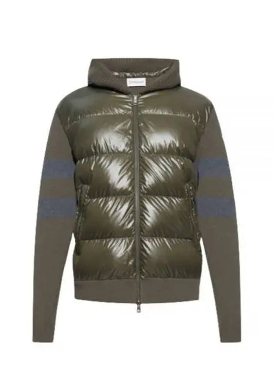 Padded Wool Cardigan Dark Green - MONCLER - BALAAN 2