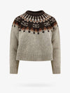 Fair Isle Motif Wool Knit Top Grey - CELINE - BALAAN 1