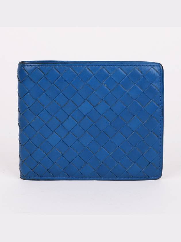 Intrecciato blue leather bifold wallet - BOTTEGA VENETA - BALAAN 1