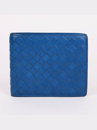 Intrecciato blue leather bifold wallet - BOTTEGA VENETA - BALAAN 1