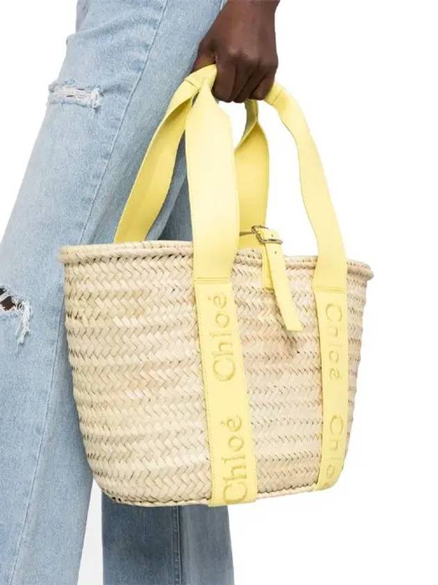 Sense Medium Raffia Basket Tote Bag Beige Yellow - CHLOE - BALAAN 7