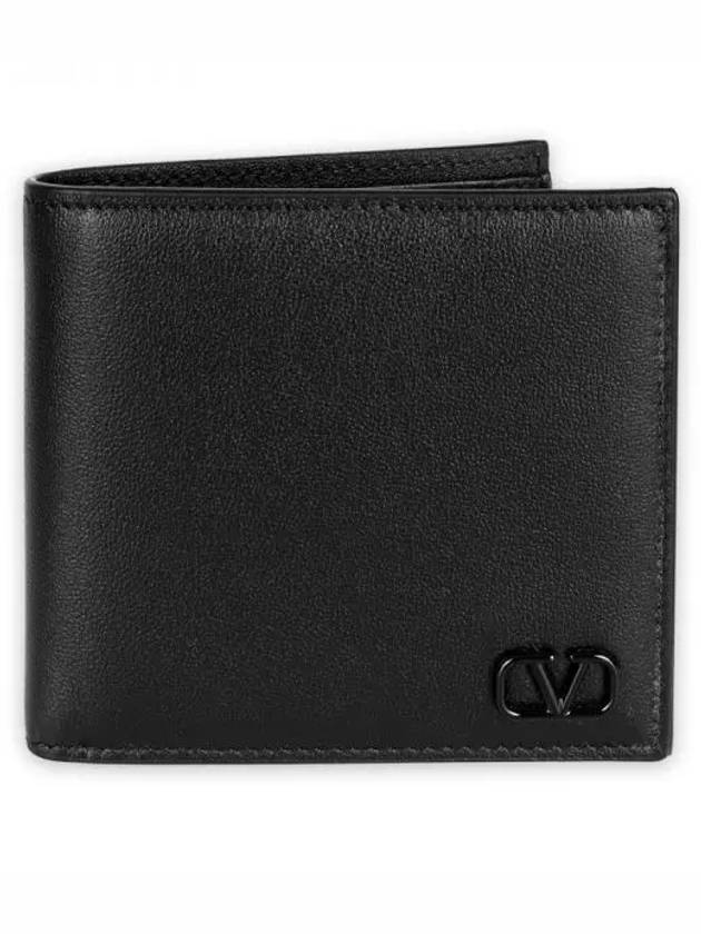 Men's V Logo Signature Half Wallet Black - VALENTINO - BALAAN 2