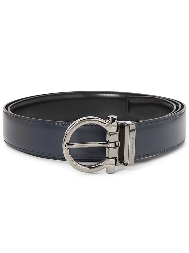 Gancini Reversible Leather Belt Black - SALVATORE FERRAGAMO - BALAAN 3