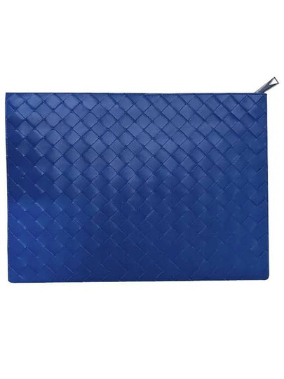 Intrecciato Half Zip Clutch Bag Cobalt Blue - BOTTEGA VENETA - BALAAN 2