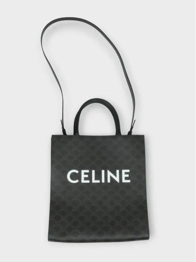 Medium Vertical Cabas Tote Bag In Triomphe Canvas With Print Black - CELINE - BALAAN 5