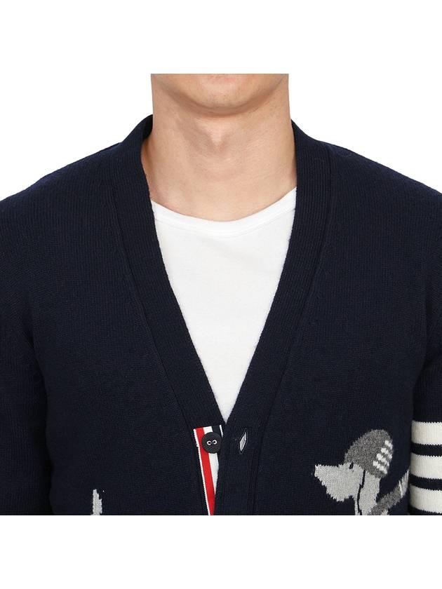 Hector 4 Bar Stripe Cardigan Black - THOM BROWNE - BALAAN 7