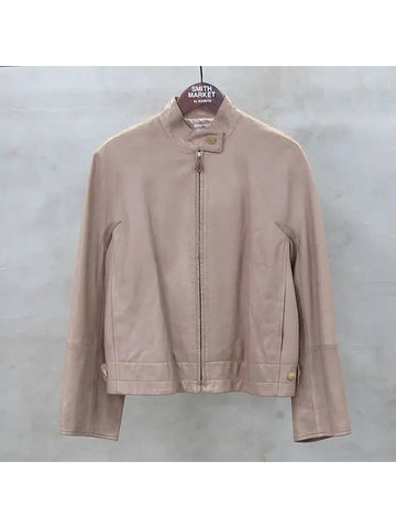 Smith Market Beige Leather Jacket Women s Clothing - HERMES - BALAAN 1