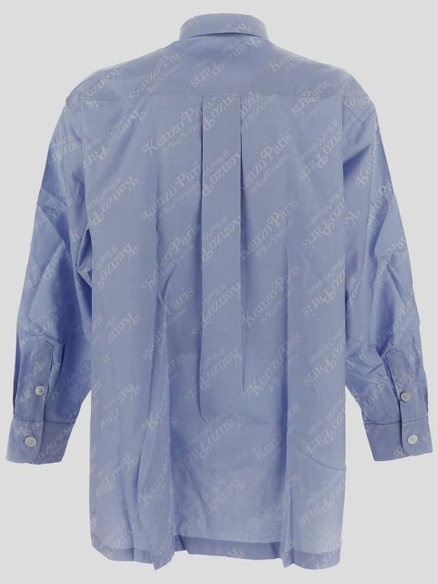 Verdy Logo Print Allover Oversized Cotton Long Sleeve Shirt Light Blue - KENZO - BALAAN 3