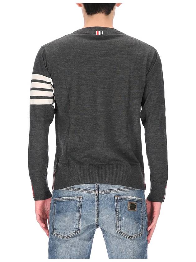 4 Bar Armband Classic Merino Wool Knit Top Dark Grey - THOM BROWNE - BALAAN.