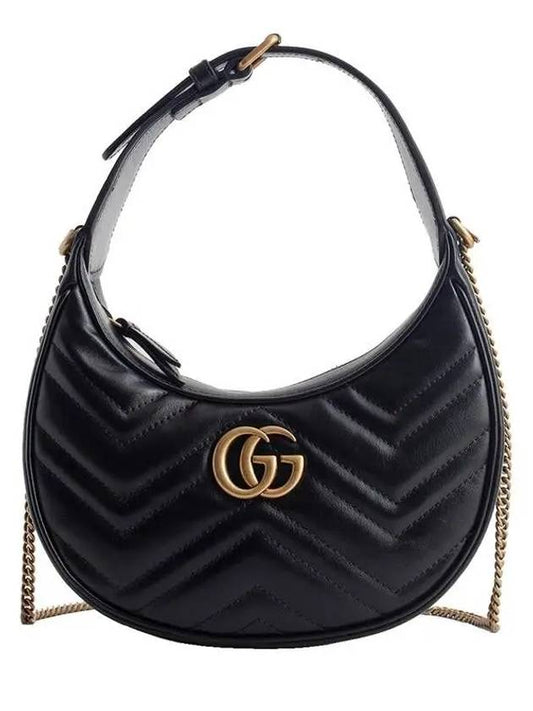 GG Marmont Half Moon Mini Bag Black - GUCCI - BALAAN 2