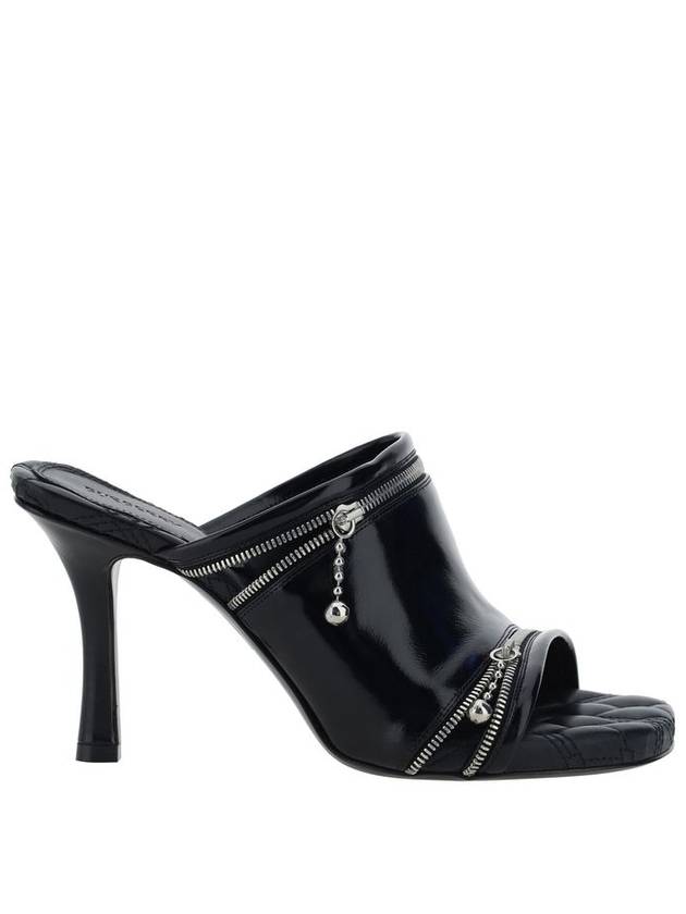 Peep Stiletto Heel Leather Mule Black - BURBERRY - BALAAN 2