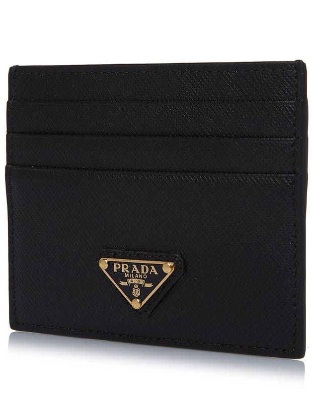 Saffiano Leather Triangle Logo Card Wallet Black Gold - PRADA - BALAAN 3