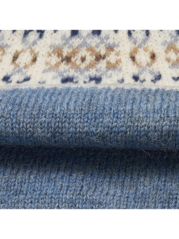 Triomphe Fair Isle Wool Knit Top Light Blue - CELINE - BALAAN 9