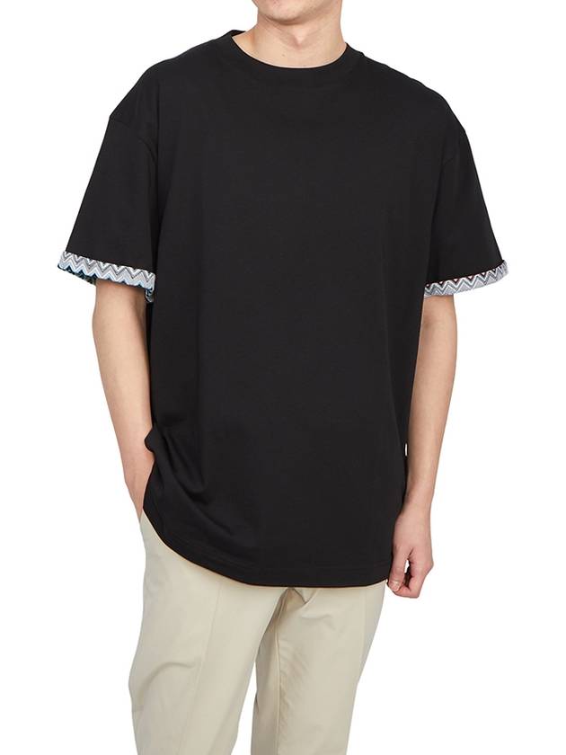 knitted insert crew neck cotton short sleeve t-shirt black - MISSONI - BALAAN 6