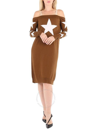 Burberry Ladies Mahogany Star Motif Reconstructed Wool Sweater Dress, Brand Size 8 (US Size 6) - BURBERRY - BALAAN 1