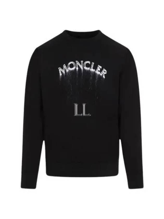 Logo Print Faded Effect Sweatshirt Black - MONCLER - BALAAN 2