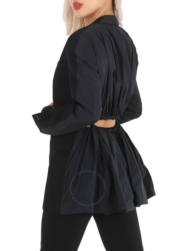 Women's Taffeta Cutout Bag Tuxedo Wool Blazer Jacket Black - BURBERRY - BALAAN 4