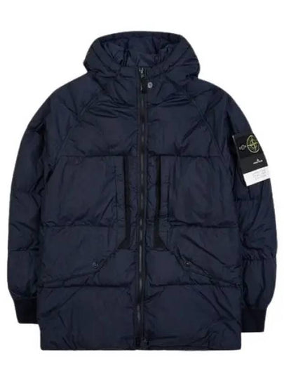 Garment Dyed Crinkle Reps Recycled Nylon Hoodie Padding Navy - STONE ISLAND - BALAAN 2