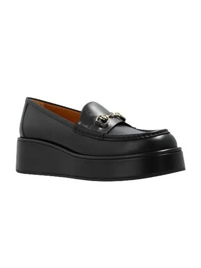 Women s Horsebit Wedge Loafer Black Leather 794317AADO01000 - GUCCI - BALAAN 2