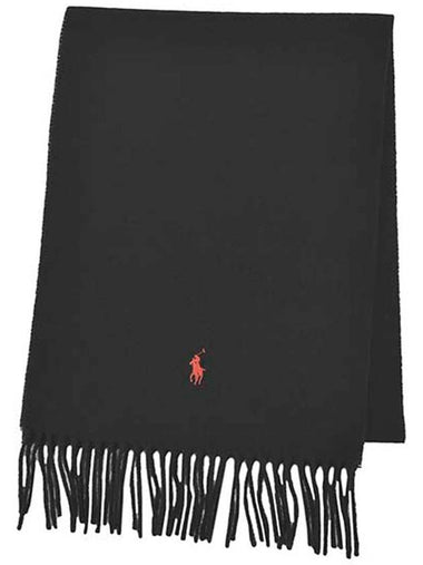 Embroidered pony logo wool muffler black - POLO RALPH LAUREN - BALAAN 1