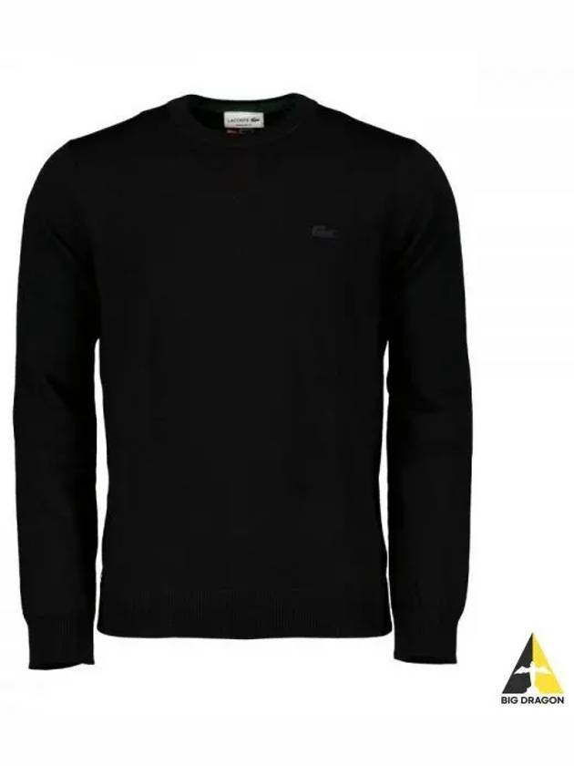 Crew Neck Merino Wool Knit Top Black - LACOSTE - BALAAN 2