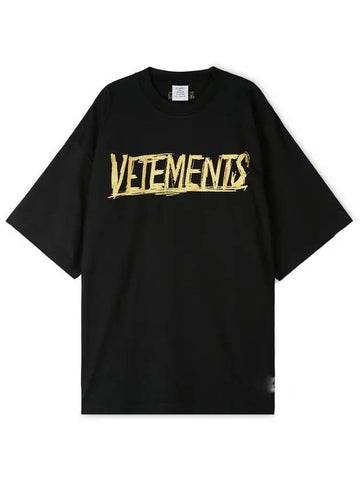 Men's Logo Crew Neck Cotton Short Sleeve T-Shirt Black - VETEMENTS - BALAAN 1