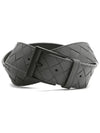 Men's Intrecciato Leather Belt Grey - BOTTEGA VENETA - BALAAN 3