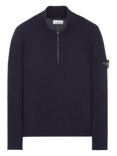 Wappen Patch Lambswool Half-Zip Knit Top Navy - STONE ISLAND - BALAAN 2