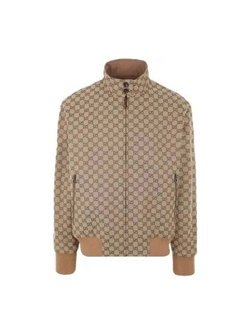 Leather And GG Canvas Reversible Jacket Beige Ebony - GUCCI - BALAAN 1