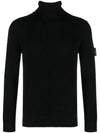 Men's Logo Patch Turtleneck Black - STONE ISLAND - BALAAN 2