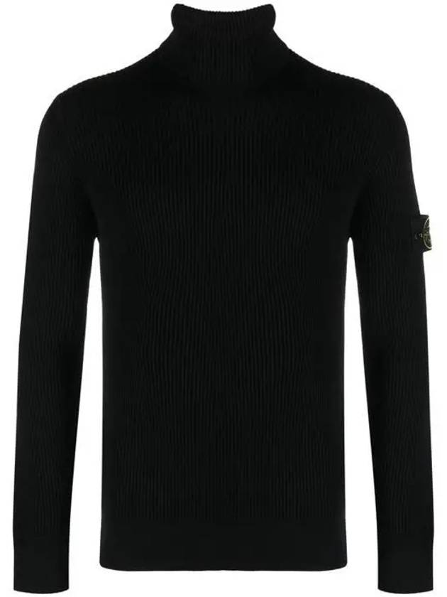 Men's Logo Patch Turtleneck Black - STONE ISLAND - BALAAN 2