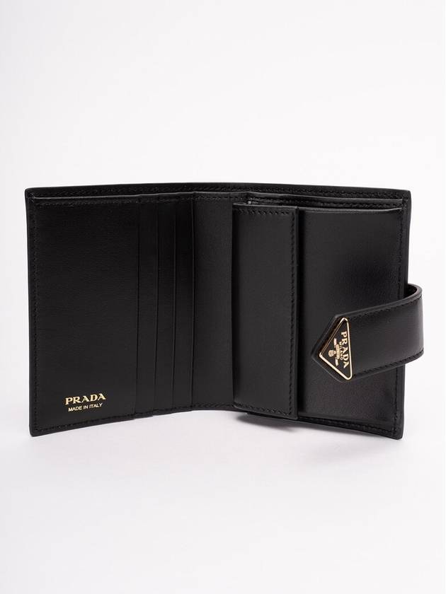 Small Leather Half Wallet Black - PRADA - BALAAN 5