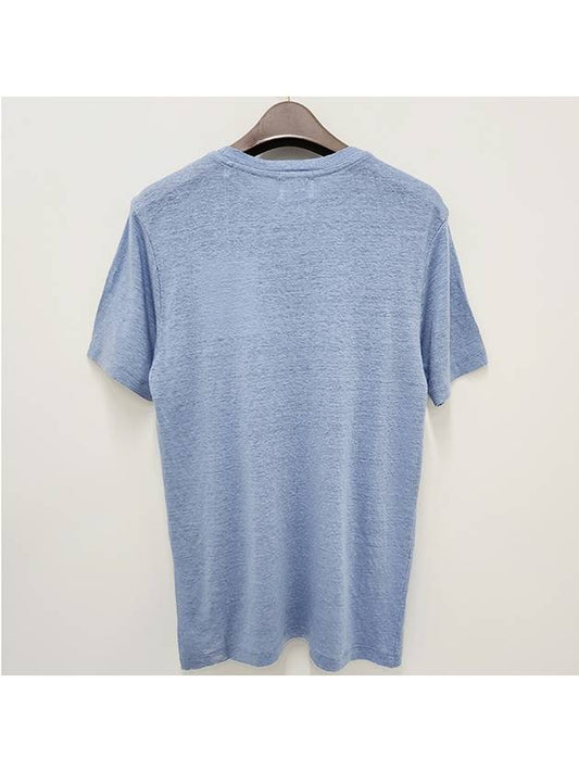 24SS ZEWEL Linen Logo Short Sleeve T-Shirt Blue Silver TS0001FB A1N10E BUSI - ISABEL MARANT ETOILE - BALAAN 2