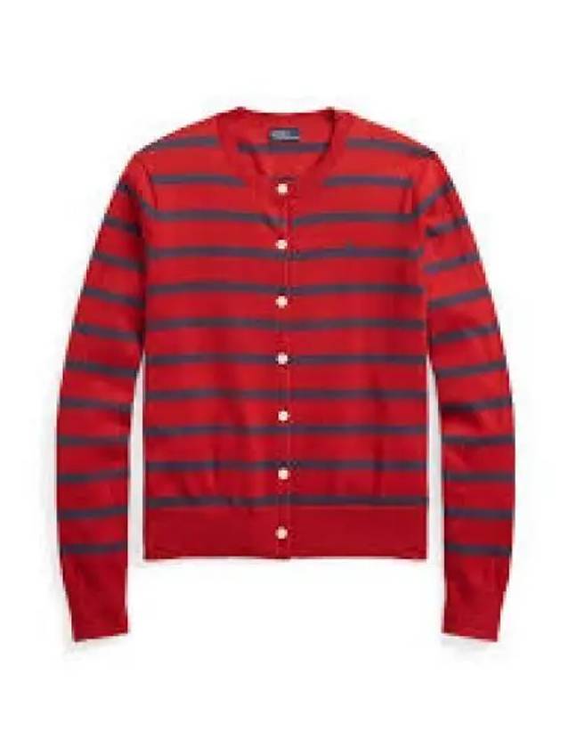 Savings W Striped Cotton Blend Cardigan Red - POLO RALPH LAUREN - BALAAN 1