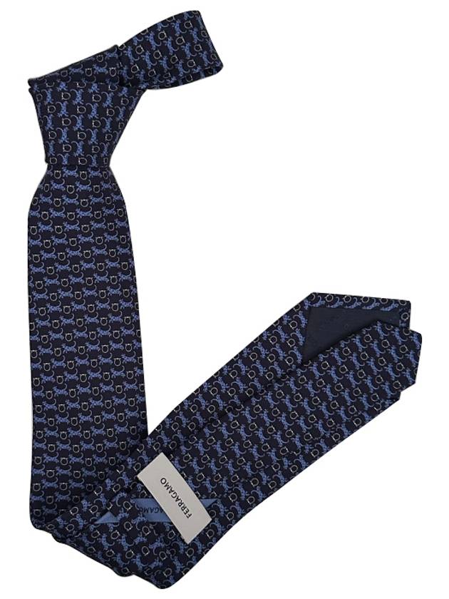 Tiger Print Silk Tie Navy - SALVATORE FERRAGAMO - BALAAN 3