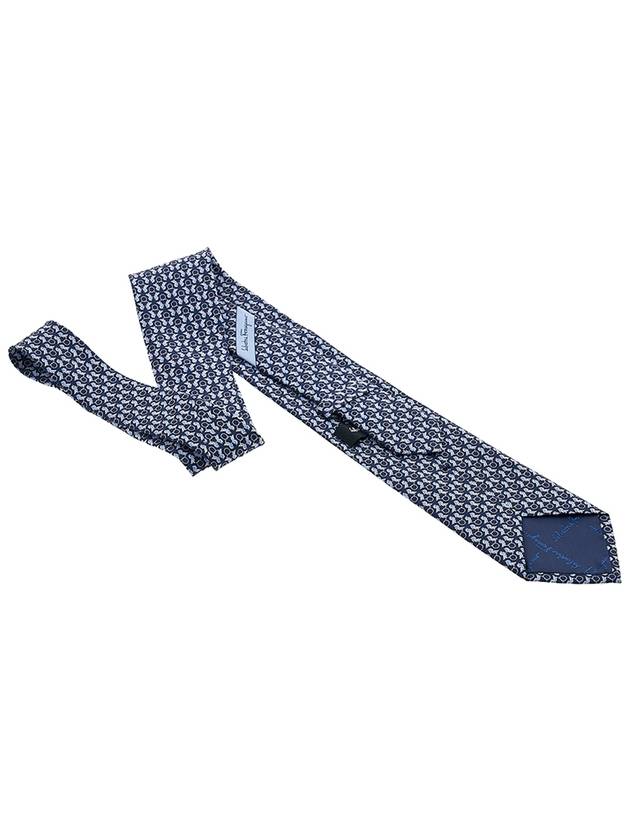 Hoopoe Print Silk Tie Navy - SALVATORE FERRAGAMO - BALAAN 5