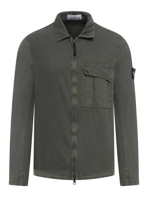 Old Treatment Garment Dyed Overshirt Jacket Dark Green - STONE ISLAND - BALAAN 1