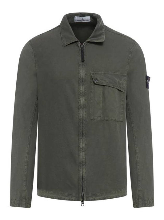 Old Treatment Garment Dyed Overshirt Jacket Dark Green - STONE ISLAND - BALAAN 1