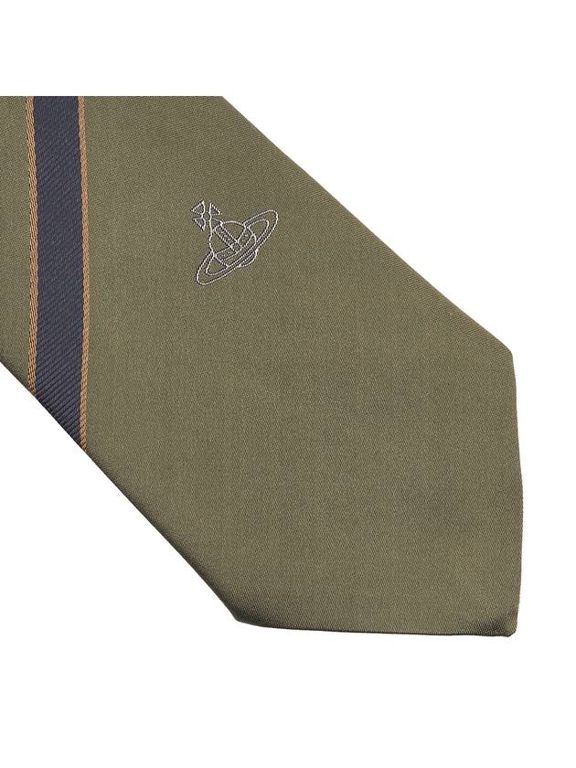 Striped Jacquard Silk Tie Olive - VIVIENNE WESTWOOD - BALAAN 6