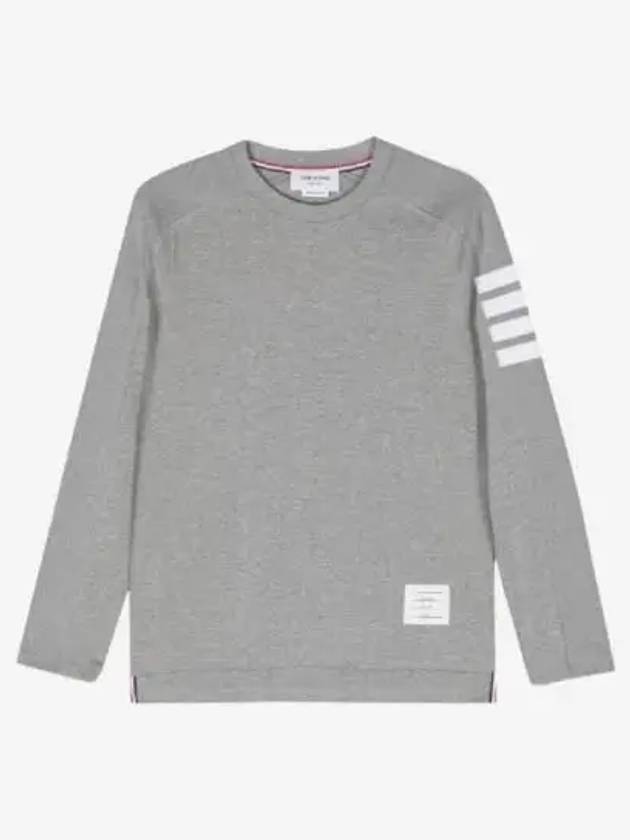 4-Bar Striped Cotton Long Sleeve T-Shirt Light Grey - THOM BROWNE - BALAAN 2