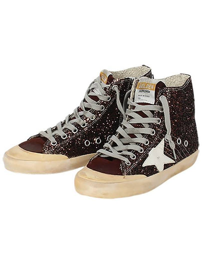 Francy Glitter High Top Sneakers Brown - GOLDEN GOOSE - BALAAN 2