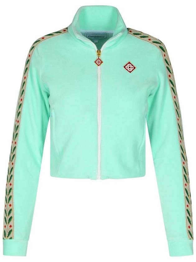 Casablanca 'Track Laurel' Light Green Cotton Blend Sweatshirt - CASABLANCA - BALAAN 1