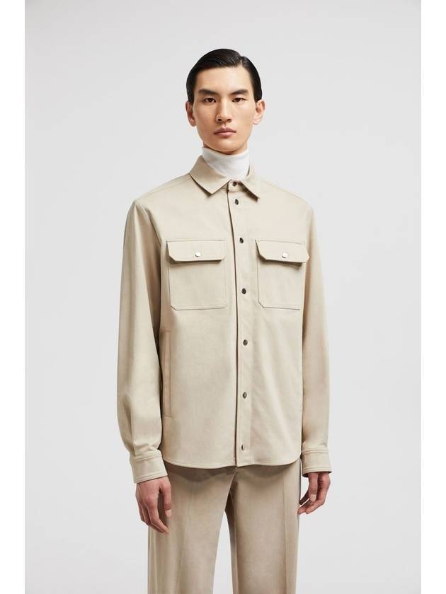 Men's Cotton Long Sleeve Shirt Light Beige - MONCLER - BALAAN 3