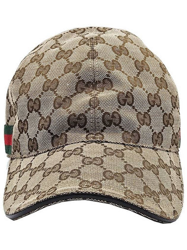 Gucci 200035 Brown Original GG Canvas WEB Baseball Cap M - GUCCI - BALAAN 1