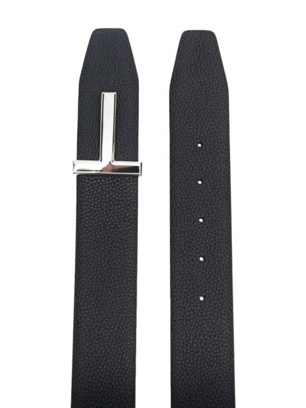 Sliver Soft Grain Leather T Icon Belt Dark Navy Black - TOM FORD - BALAAN 3