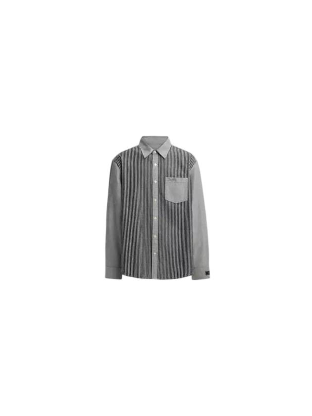 Button Down Striped Long Sleeve Shirt Grey - COACH - BALAAN 1