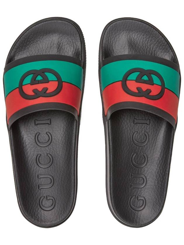 Interlocking G Slippers Black - GUCCI - BALAAN.